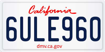 CA license plate 6ULE960