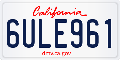 CA license plate 6ULE961