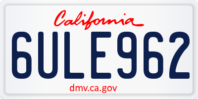 CA license plate 6ULE962