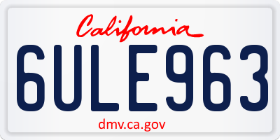 CA license plate 6ULE963