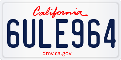 CA license plate 6ULE964