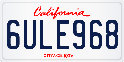 CA license plate 6ULE968