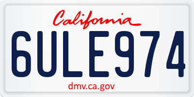 CA license plate 6ULE974