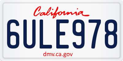 CA license plate 6ULE978