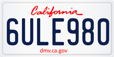 CA license plate 6ULE980