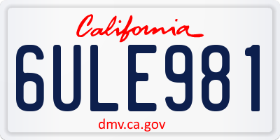 CA license plate 6ULE981