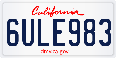 CA license plate 6ULE983