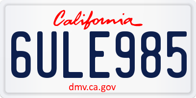 CA license plate 6ULE985