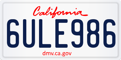 CA license plate 6ULE986