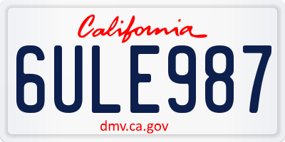 CA license plate 6ULE987