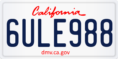 CA license plate 6ULE988
