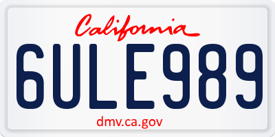 CA license plate 6ULE989