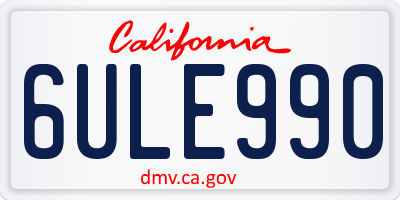 CA license plate 6ULE990