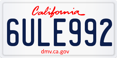 CA license plate 6ULE992