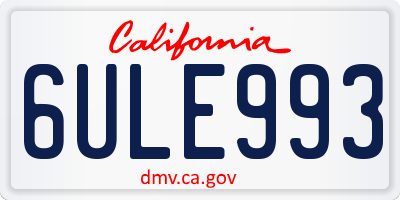 CA license plate 6ULE993