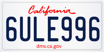 CA license plate 6ULE996