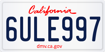 CA license plate 6ULE997