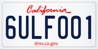 CA license plate 6ULF001