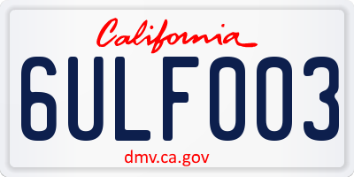CA license plate 6ULF003