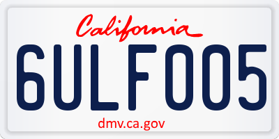 CA license plate 6ULF005