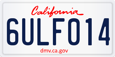CA license plate 6ULF014