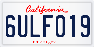 CA license plate 6ULF019