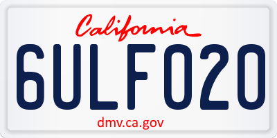 CA license plate 6ULF020