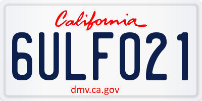 CA license plate 6ULF021