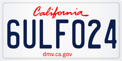 CA license plate 6ULF024