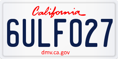CA license plate 6ULF027