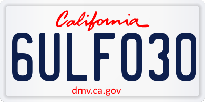CA license plate 6ULF030