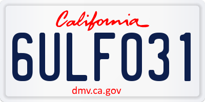 CA license plate 6ULF031