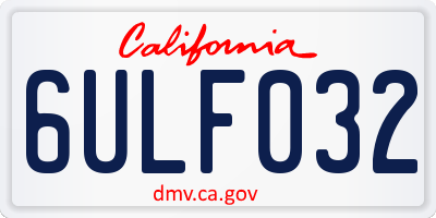 CA license plate 6ULF032