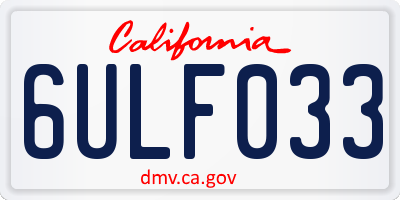CA license plate 6ULF033