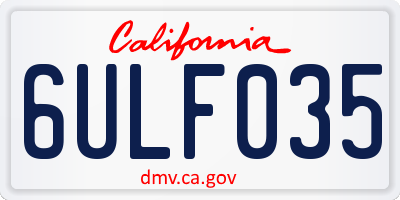 CA license plate 6ULF035