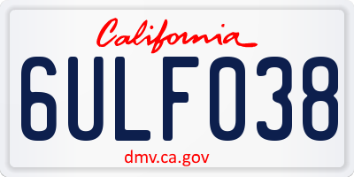 CA license plate 6ULF038