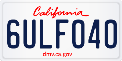 CA license plate 6ULF040