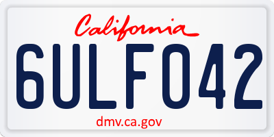 CA license plate 6ULF042