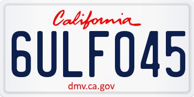 CA license plate 6ULF045