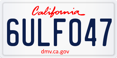 CA license plate 6ULF047