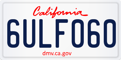 CA license plate 6ULF060