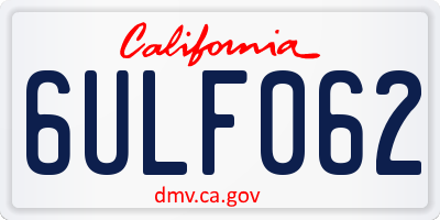 CA license plate 6ULF062