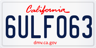 CA license plate 6ULF063