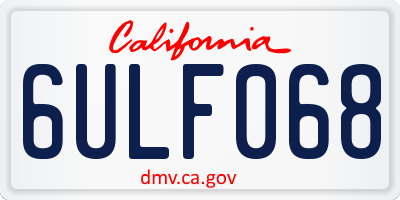 CA license plate 6ULF068