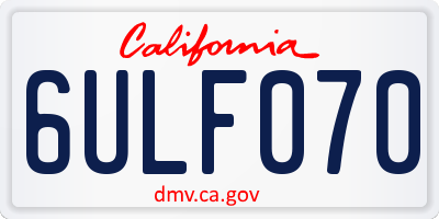 CA license plate 6ULF070