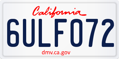 CA license plate 6ULF072