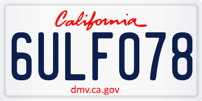 CA license plate 6ULF078