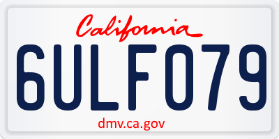 CA license plate 6ULF079