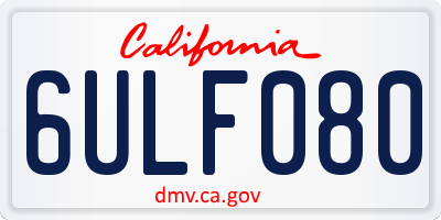 CA license plate 6ULF080