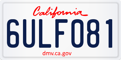 CA license plate 6ULF081